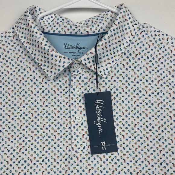 Walter Hagen White and Blue Patterned Polo Shirt XXL NWT - Picture 2 of 5